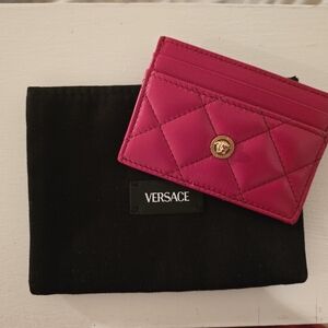 Authentic Versace Red Quilted Card Holder